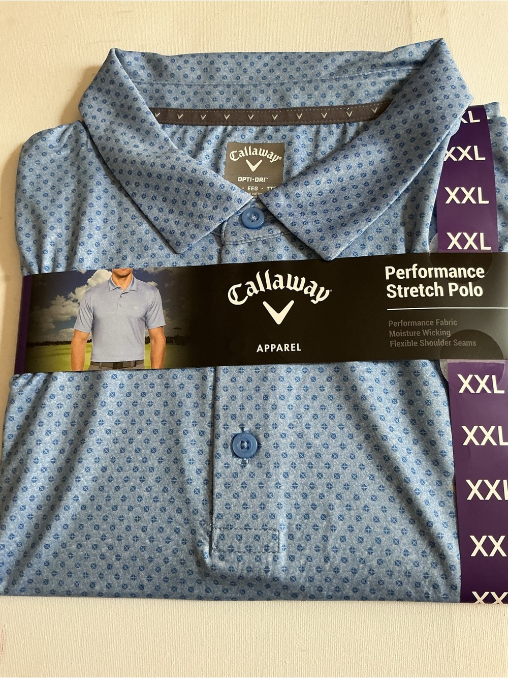 Callaway Light Blue Micro-Pattern Performance Polo
